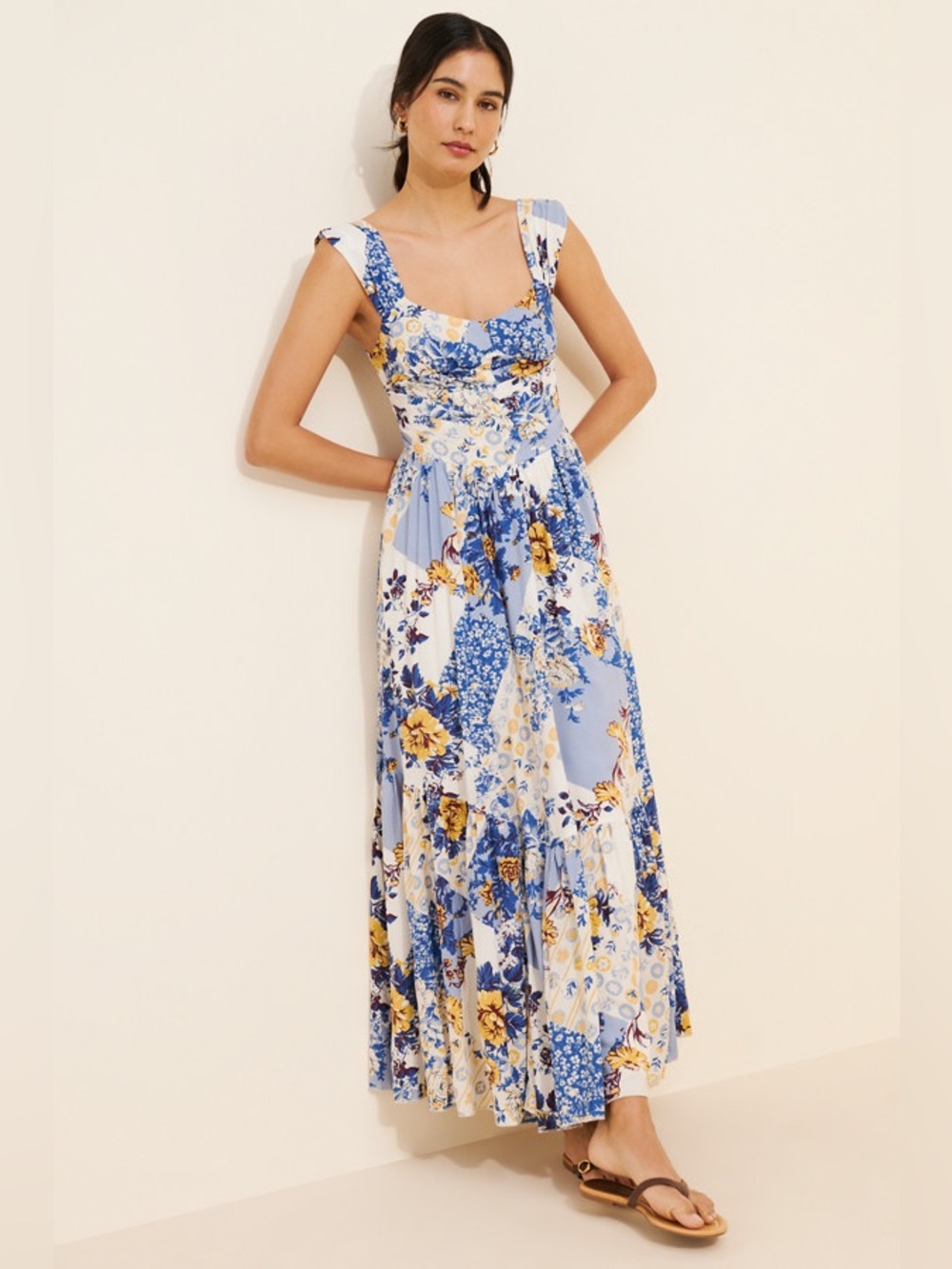 Free People Sasha Floral Mesh Floral Patchwork Maxi Dress Size XLarge DL2 - Picture 14 of 16
